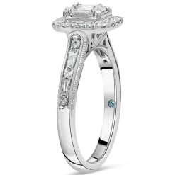 Kathy De Stafford 18ct White Gold ''Athena'' Rectangular Halo Bag Round Shoulders 0.40ct Ring