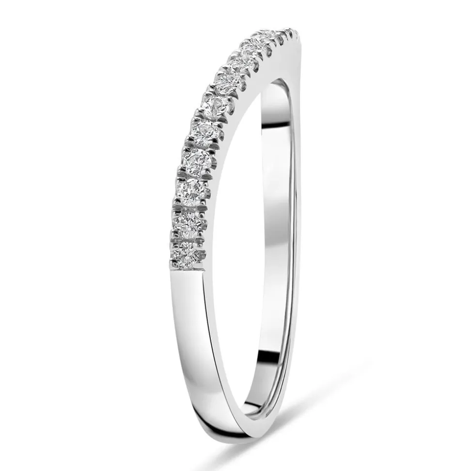 Kathy de Stafford 18ct White Gold "Saffron" Claw Set Dip 0.20ct Wedding Ring