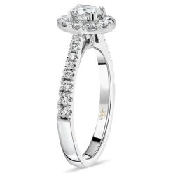 Kathy De Stafford 18ct White Gold ''Blossom'' Round Halo Diamond Shoulders 0.90ct Ring
