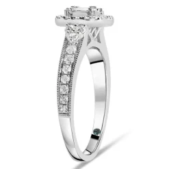 Kathy De Stafford 18ct White Gold ''Keelin'' Rectangular Cluster & Pave Shoulders 0.50ct Ring