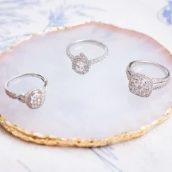 Kathy De Stafford 18ct White Gold '''Ali'' Oval Cluster Halo & Twist Pave Shoulders 0.50ct Ring