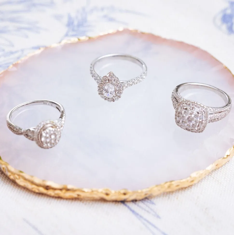 Kathy De Stafford 18ct White Gold '''Ali'' Oval Cluster Halo & Twist Pave Shoulders 0.50ct Ring