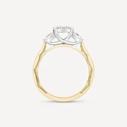 Kathy De Stafford 18ct Yellow Gold 'Amira' 0.50ct Diamond Round Cluster Pear Shoulders Ring