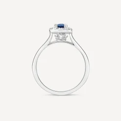 Kathy de Strafford 18ct White Gold Sadie Sapphire Centre 0.20ct Square Halo Diamond Ring