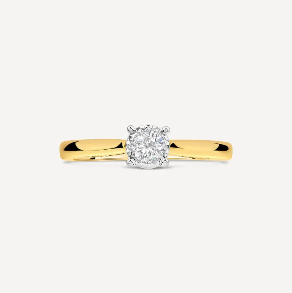 Kathy de Strafford 18ct Yellow Gold 0.24ct Round Solitaire & Diamond Accentuated Shoulders Ring