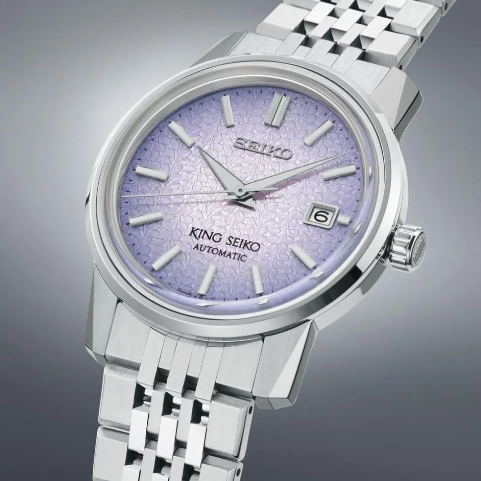 King Seiko KSK 6L ‘Tenjin-Fuji Violet’ 38.6mm Dial Stainless Steel Bracelet Watch