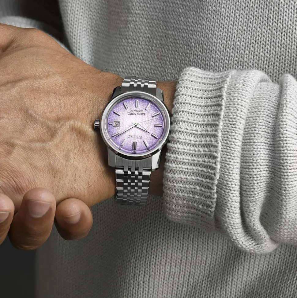 King Seiko KSK 6L ‘Tenjin-Fuji Violet’ 38.6mm Dial Stainless Steel Bracelet Watch