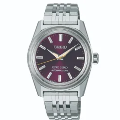 King Seiko KSK 6R Preppy Burgundy 36.1mm Dial Stainless Steel Bracelet Watch