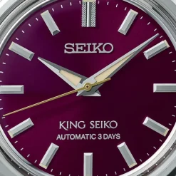 King Seiko KSK 6R Preppy Burgundy 36.1mm Dial Stainless Steel Bracelet Watch