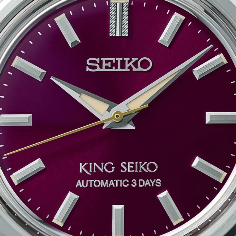 King Seiko KSK 6R Preppy Burgundy 36.1mm Dial Stainless Steel Bracelet Watch