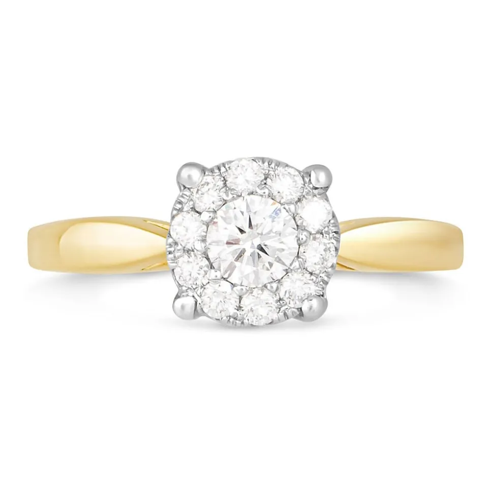 Ladies 18ct Gold Starburst Diamond Ring.