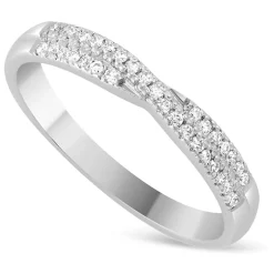 Ladies' 18ct White Gold 0.17 Carat Diamond Crossover Shaped Wedding Ring