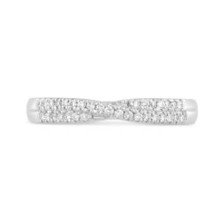 Ladies' 18ct White Gold 0.17 Carat Diamond Crossover Shaped Wedding Ring