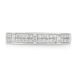Ladies' 18ct White Gold 0.28 Carat Round Brilliant and Baguette Diamond 3mm Wedding Ring