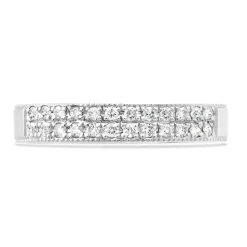 Ladies' 18ct White Gold 0.24 Carat Diamond Two Row Millgrain 3.5mm Wedding Ring