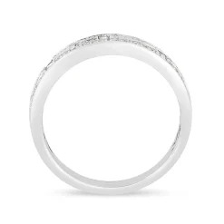 Ladies' 18ct White Gold 0.28 Carat Round Brilliant and Baguette Diamond 3mm Wedding Ring