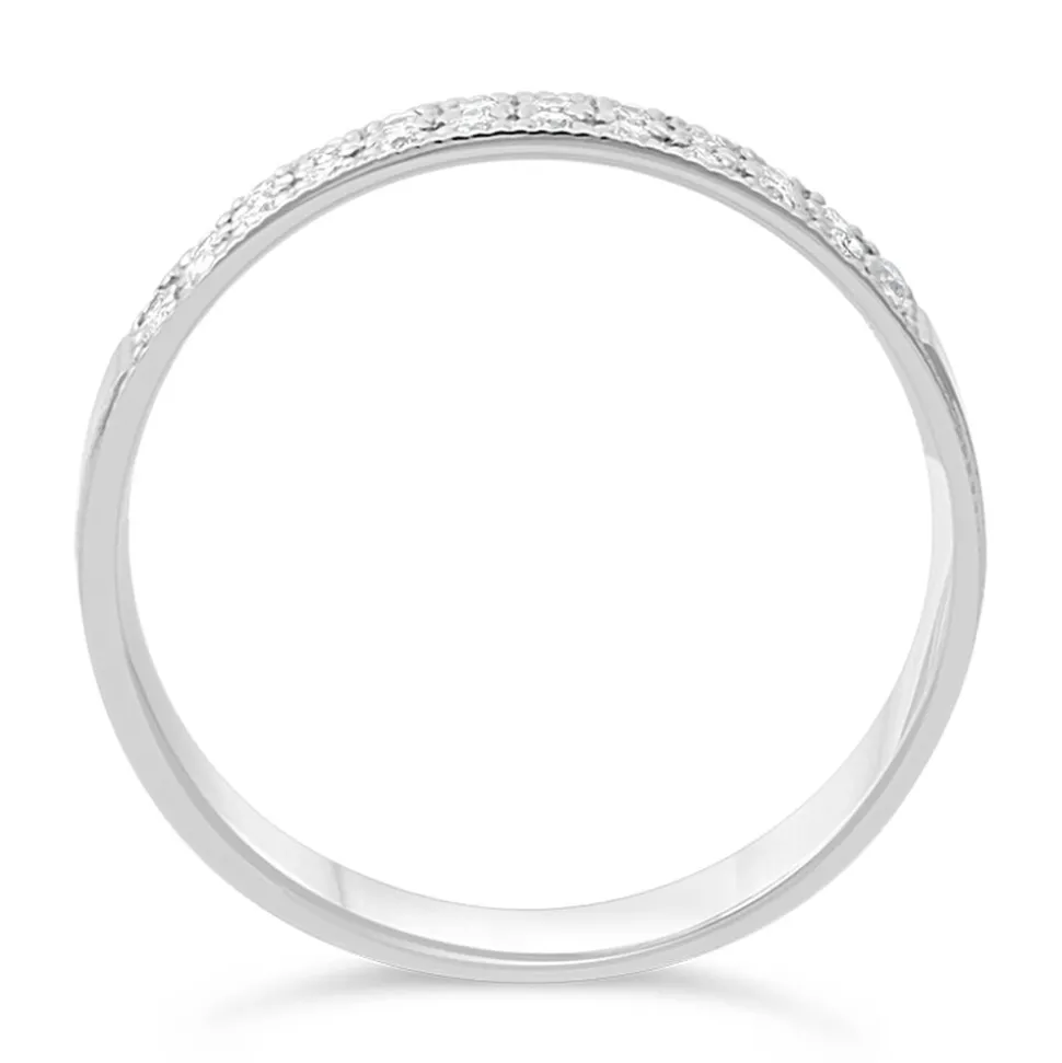 Ladies' 18ct White Gold 0.24 Carat Diamond Two Row Millgrain 3.5mm Wedding Ring