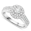 Ladies 18ct White Gold and Diamond Halo Engagement Ring