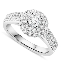 Ladies 18ct White Gold and Diamond Halo Engagement Ring