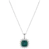 Ladies 9ct White Gold and Created Emerald Cluster Pendant (Chain Included)