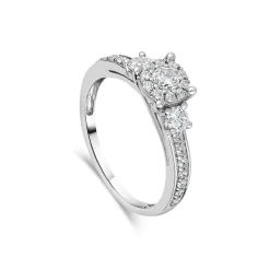 Ladies 18ct White Gold and Diamonds Engagement Ring 0.75ct