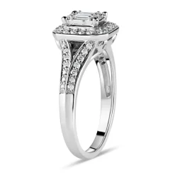 Ladies 18ct White Gold and Baguette Diamond Engagement Ring