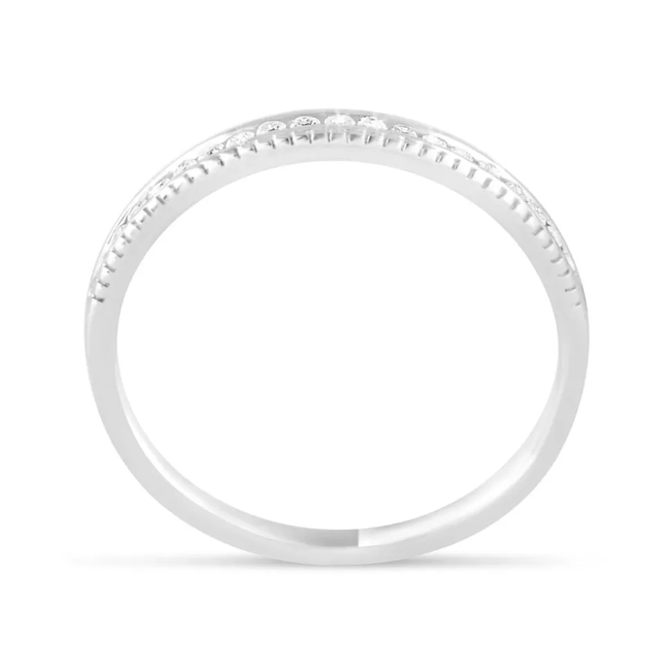 Ladies 9ct White Gold Beaded Edge Half Eternity Ring