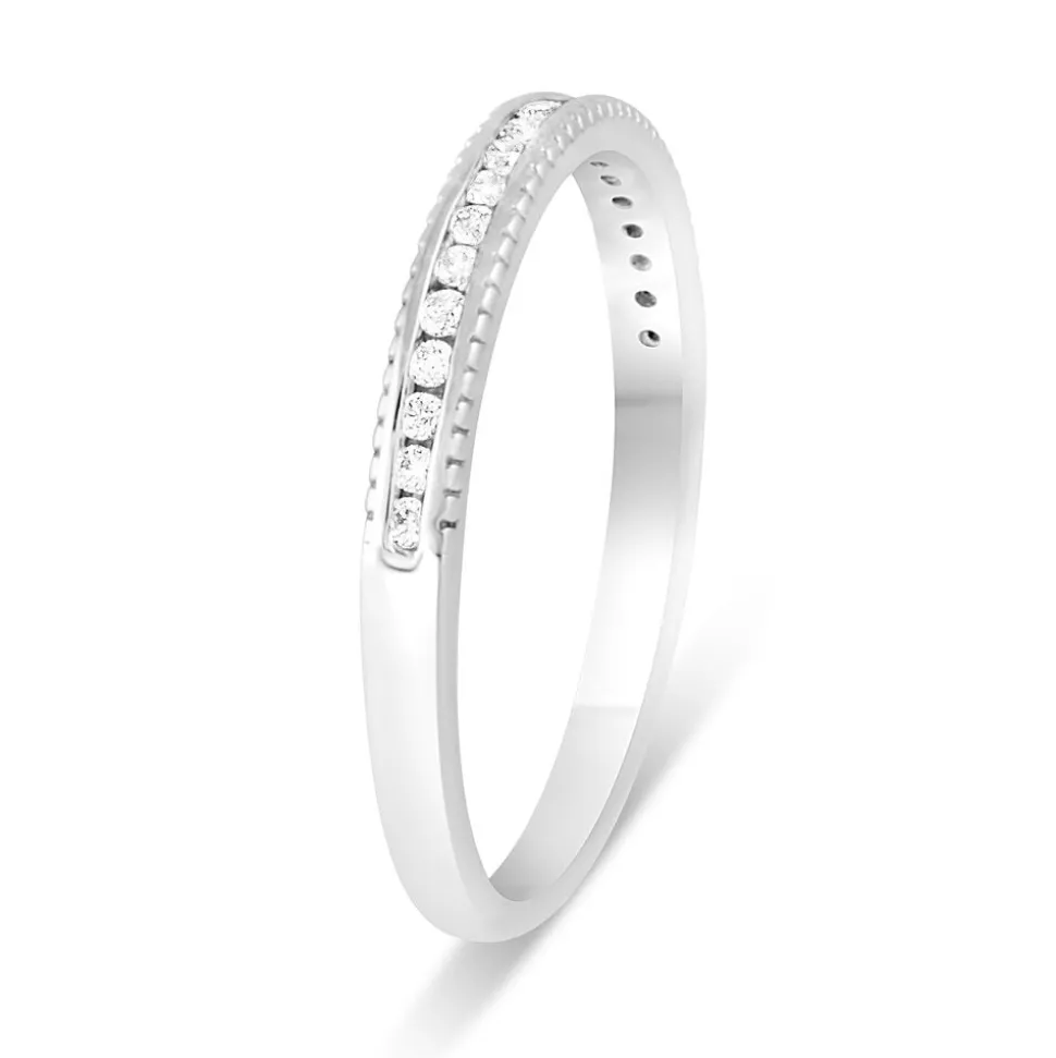 Ladies 9ct White Gold Beaded Edge Half Eternity Ring