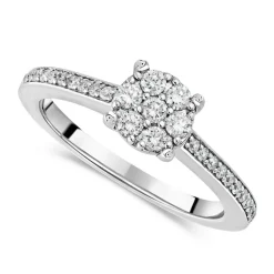 Ladies 9ct White Gold Blossom Diamond Engagement Ring