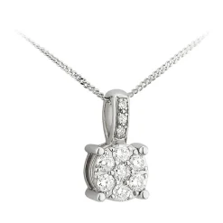 Ladies 9ct White Gold Blossom Diamond Pendant
