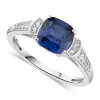 Ladies' 9ct White Gold Created Sapphire & Cubic Zirconia Dress Ring