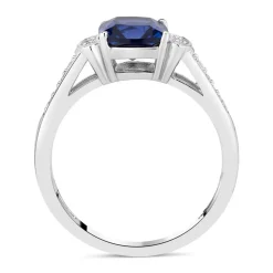 Ladies' 9ct White Gold Created Sapphire & Cubic Zirconia Dress Ring