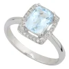 Ladies 9ct White Gold Diamond and Blue Topaz Dress Ring