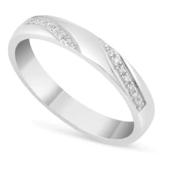 Ladies' 9ct White Gold Diamond Wave 3mm Wedding Ring