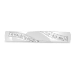 Ladies' 9ct White Gold Diamond Wave 3mm Wedding Ring