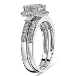 Ladies 9ct White Gold Diamond Quad Bridal Set .75ct