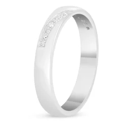 Ladies' 9ct White Gold Diamond Wave 3mm Wedding Ring