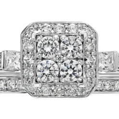 Ladies 9ct White Gold Diamond Quad Bridal Set .75ct