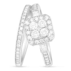 Ladies 9ct White Gold Diamond Quad Bridal Set .75ct