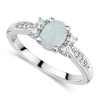 Ladies' 9ct White Gold Opal & Cubic Zirconia Dress Ring