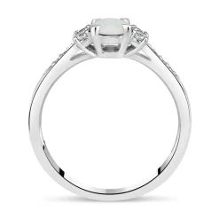 Ladies' 9ct White Gold Opal & Cubic Zirconia Dress Ring