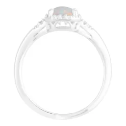 Ladies' 9ct White Gold, Opal and Diamond Dress Ring