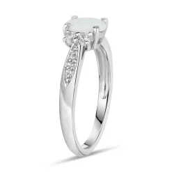 Ladies' 9ct White Gold Opal & Cubic Zirconia Dress Ring