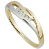 Ladies 9ct Yellow and White Gold Diamond Dress Ring