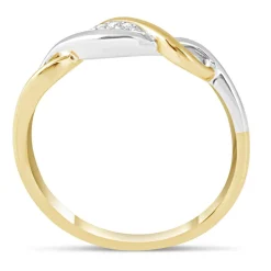 Ladies 9ct Yellow and White Gold Twist Infinity Ring with Diamonds