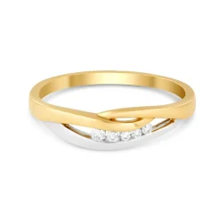 Ladies 9ct Yellow and White Gold Diamond Dress Ring