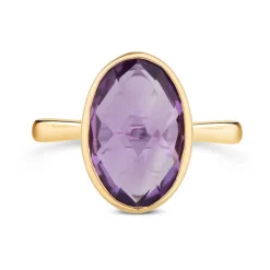 Ladies' 9ct Yellow Gold Oval Amethyst Ring