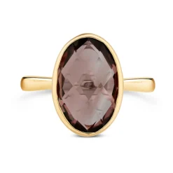 Ladies' 9ct Yellow Gold Oval Smokey Quartz Ring