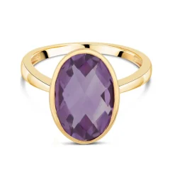Ladies' 9ct Yellow Gold Oval Amethyst Ring