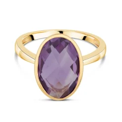 Ladies' 9ct Yellow Gold Oval Amethyst Ring